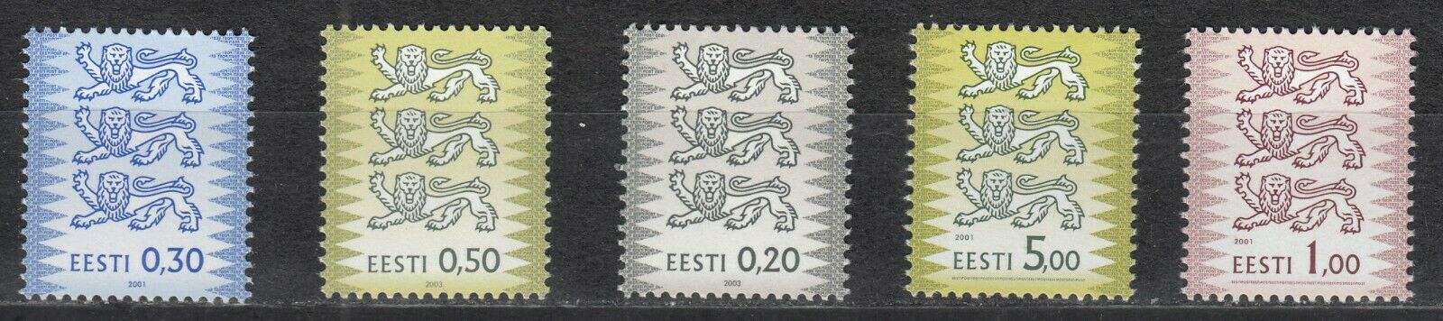 Estland / Eesti Nr. 357**, 412**, 413**, 453**, 467** Wappen-löwen